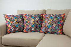 VIBRANT CHECHERED PATCHWORK CUSHION COVER
