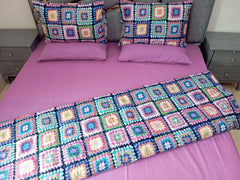 Rainbow granny square 6 piece comforter set