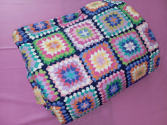 Rainbow granny square 6 piece comforter set