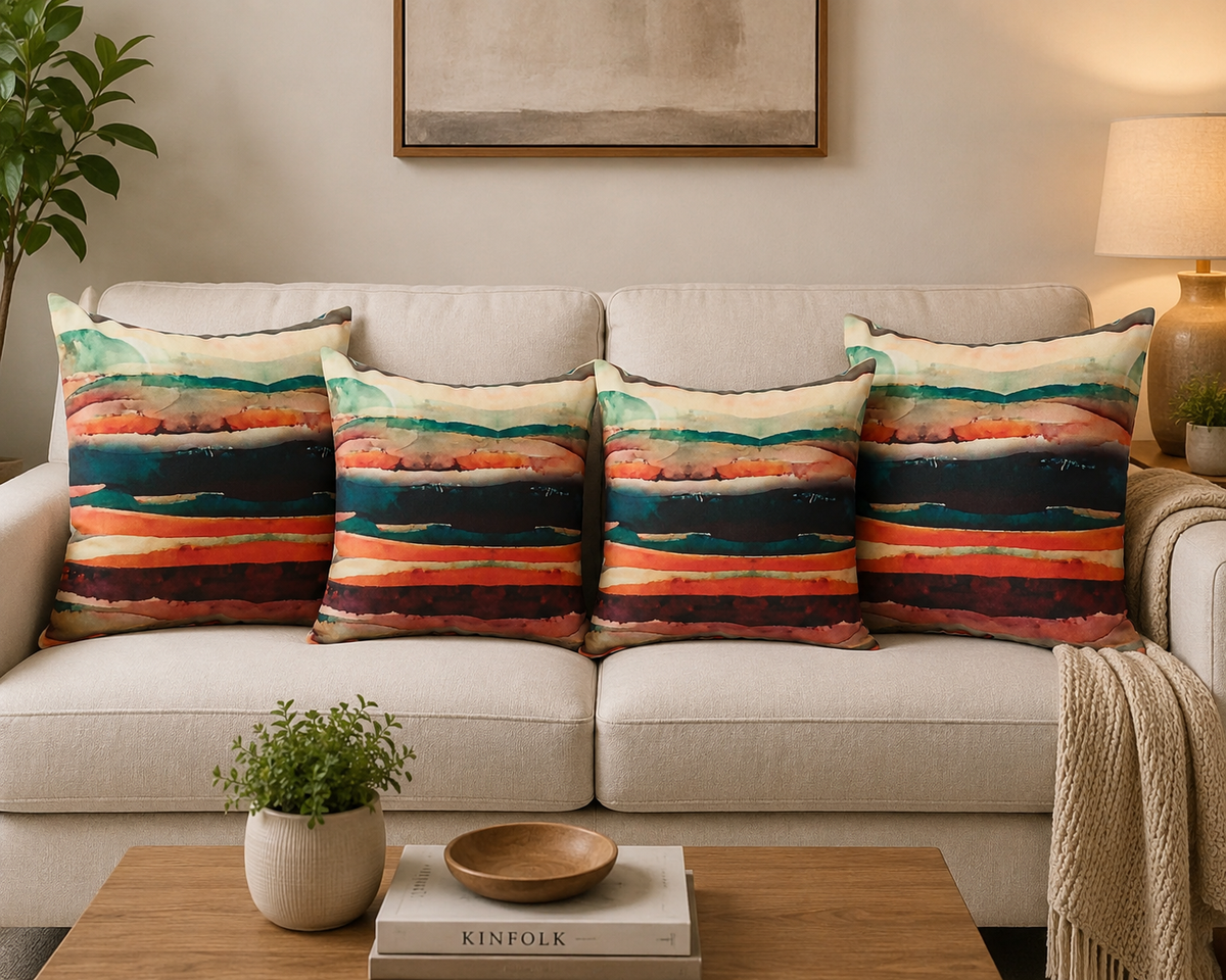 WATERCOLOUR LANDSCAPE CUSHION COVER ( PACK OF 6)