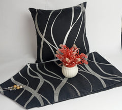 Silver Stripe Cushion Cover and Runner