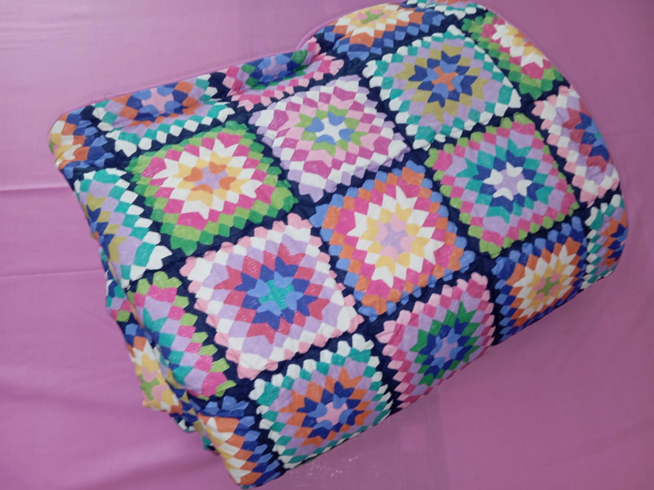 Rainbow granny square 6 piece comforter set
