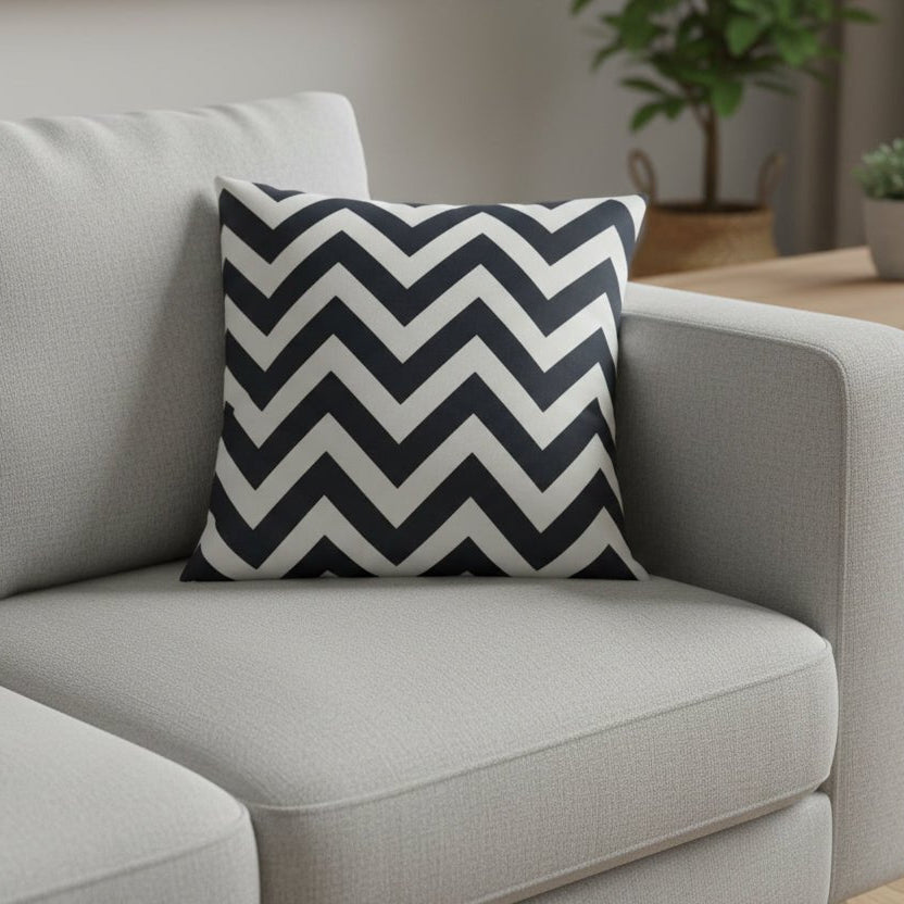 BLACK AND WHITE CHEVRON CUSHION COVER - Wee Dainty