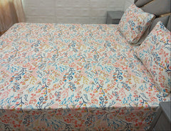 BLOSSOMING BRANCHES COTTON SATIN BEDSHEET - Wee Dainty