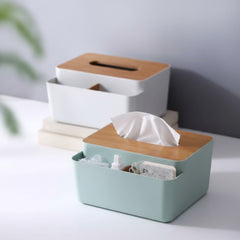WOOD CAP TISSUE BOX + MULTI HOLDER