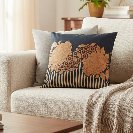 FLORAL &PINSTRIPE FUSION CUSHION COVER - Wee Dainty