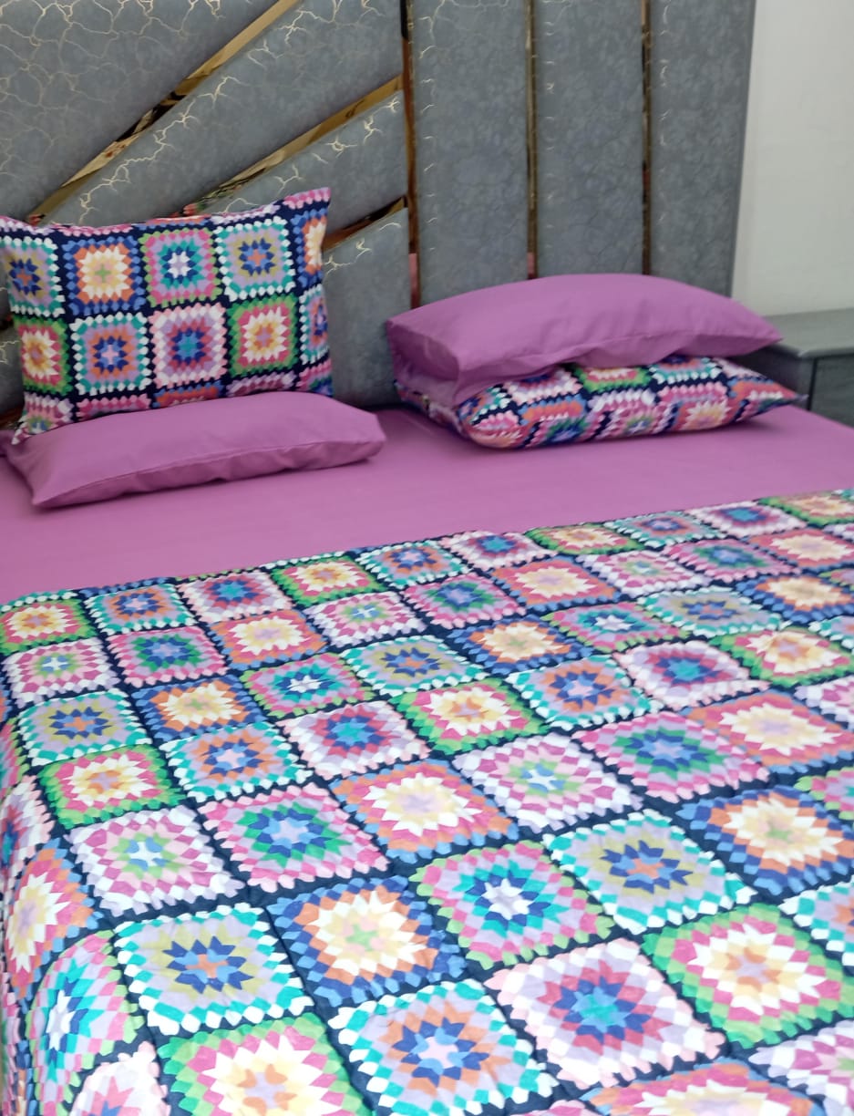 Rainbow granny square 6 piece comforter set - Wee Dainty