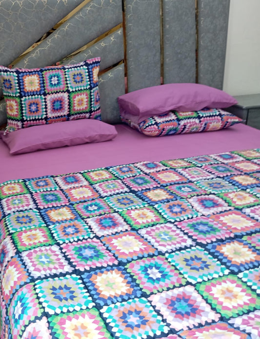 Rainbow granny square 6 piece comforter set - Wee Dainty