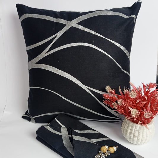 Silver Stripe Cushion Cover and Runner - Wee Dainty