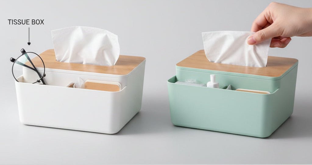 WOOD CAP TISSUE BOX + MULTI HOLDER - Wee Dainty